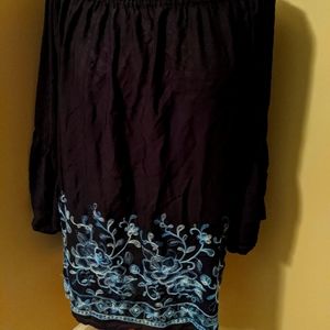 NWT Avenue Embroidered Black Blouse 18/20